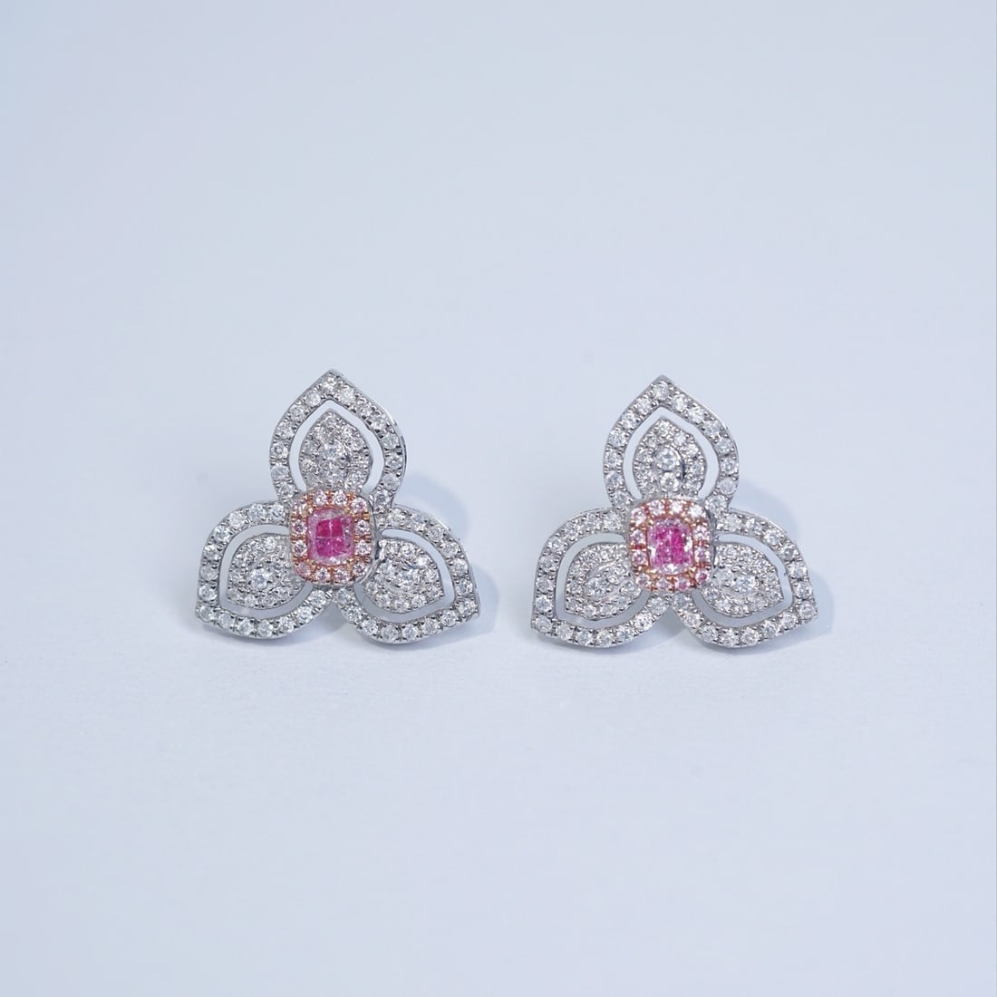 14k Gold 1.00 Ctw Natural Pink Diamond & Diamond Earrings - 5