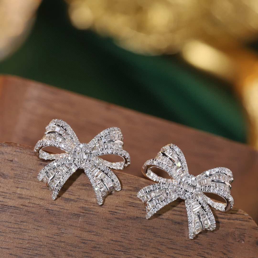 14k Gold 1.00 Ct Natural H Diamond Earrings - 7