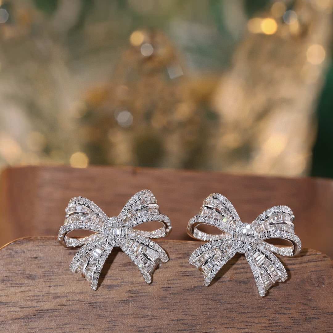 14k Gold 1.00 Ct Natural H Diamond Earrings - 8