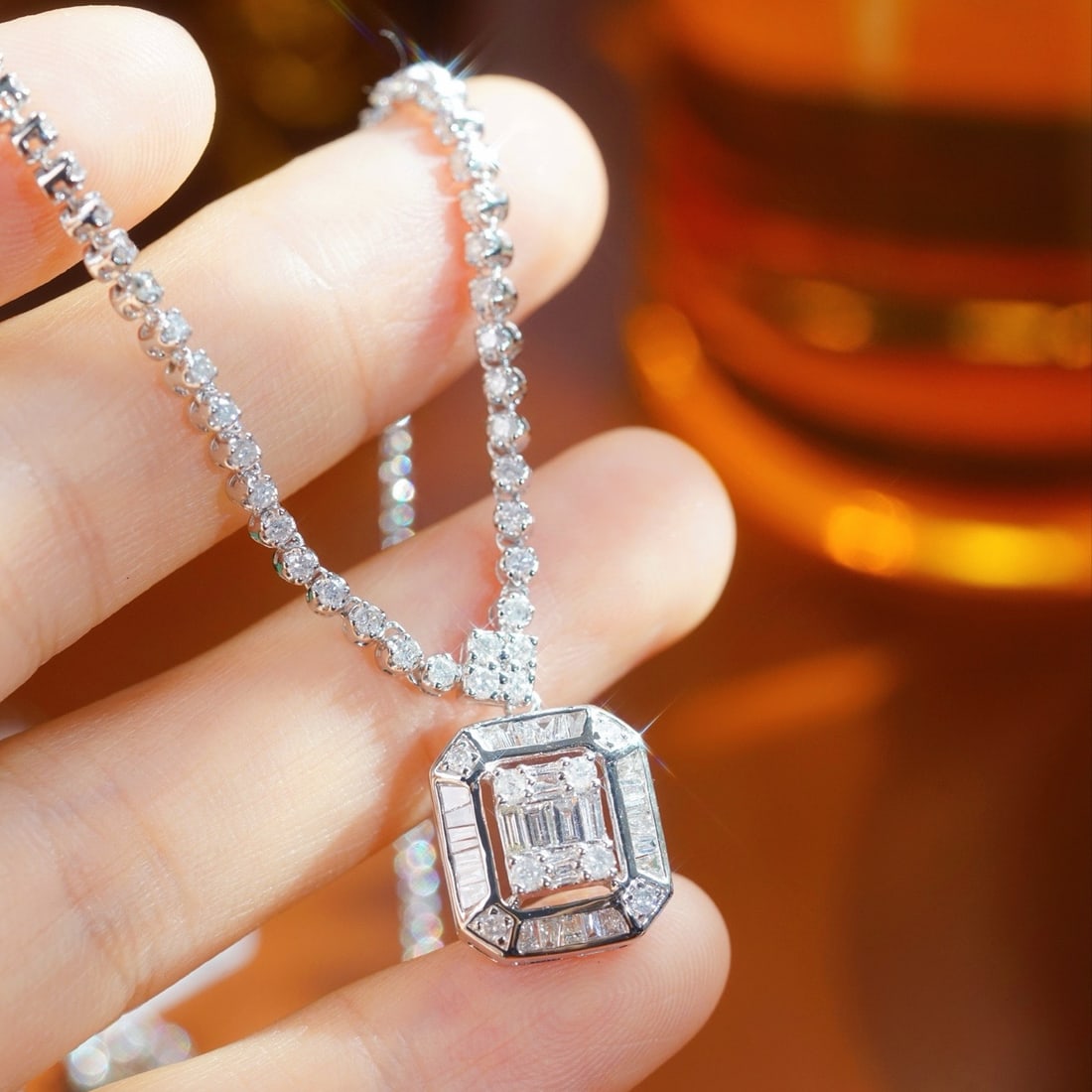 14k Gold 1.30 Ct Natural H Diamond Necklace - 3
