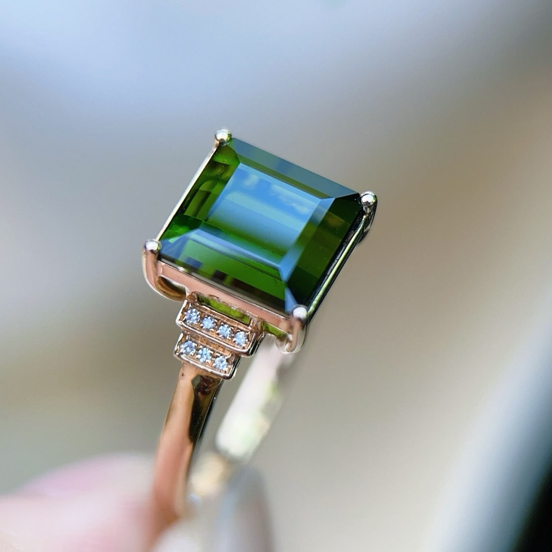 14k Gold 3.44 Ctw Natural Tourmaline & Diamond Ring - 5