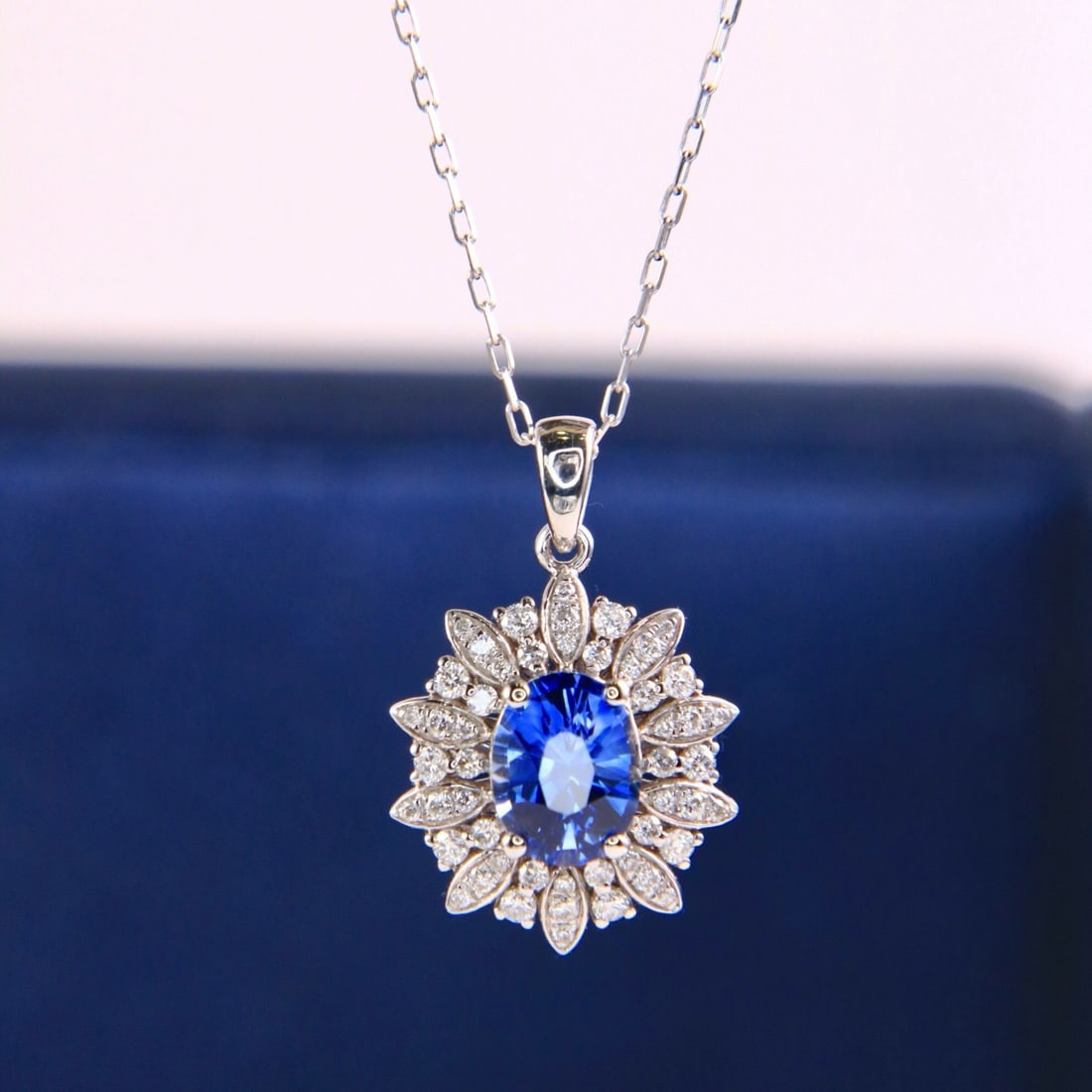 14k Gold 1.34 Ctw Natural Sapphire & Diamond Necklace - 3