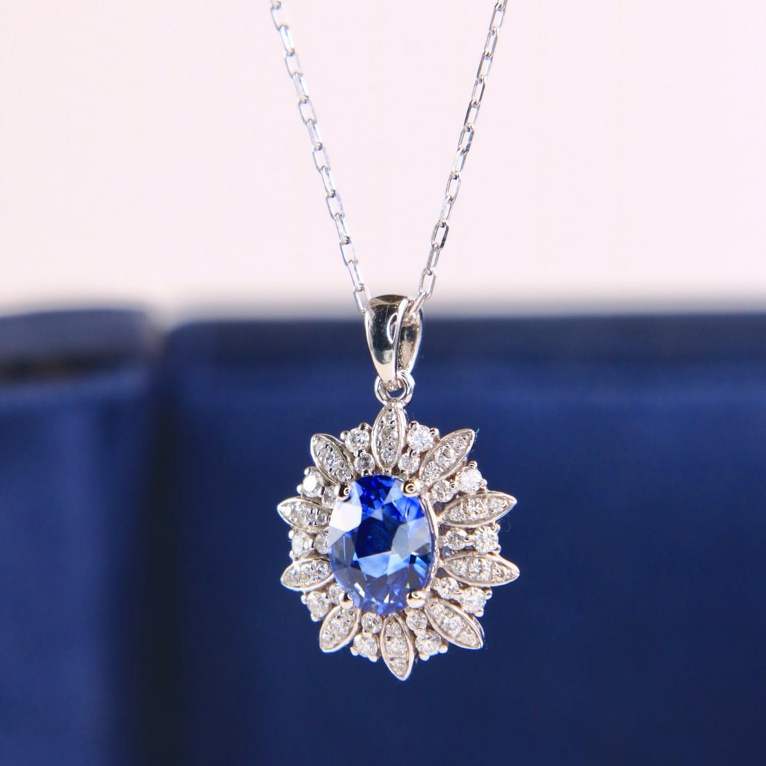 14k Gold 1.34 Ctw Natural Sapphire & Diamond Necklace - 5