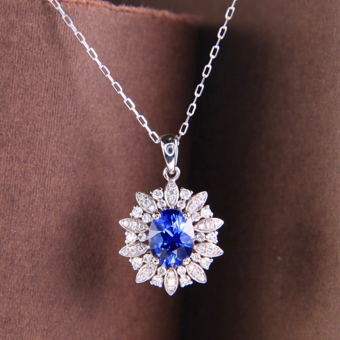 14k Gold 1.34 Ctw Natural Sapphire & Diamond Necklace - 6