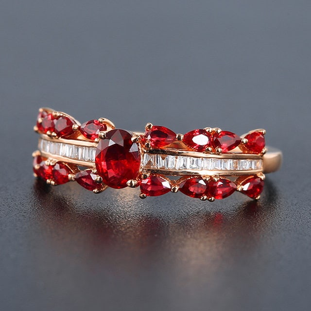 14k Gold 1.02 Ctw Natural Ruby & Ruby Ring - 2