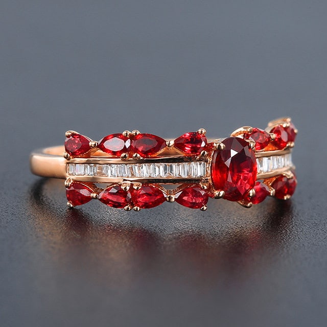 14k Gold 1.02 Ctw Natural Ruby & Ruby Ring - 3