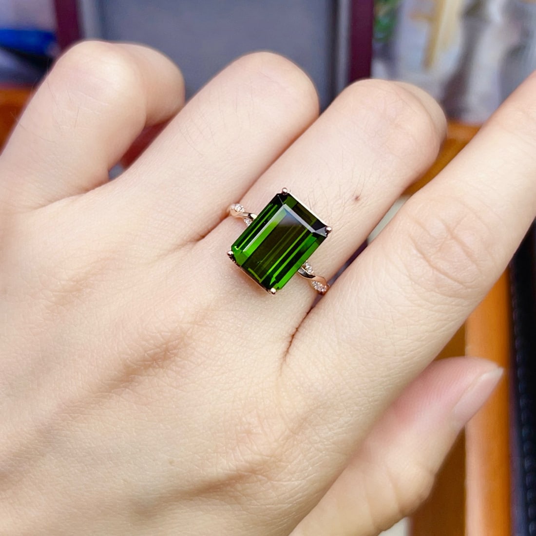 14k Gold 5.10 Ctw Natural Tourmaline & Diamond Ring - 6