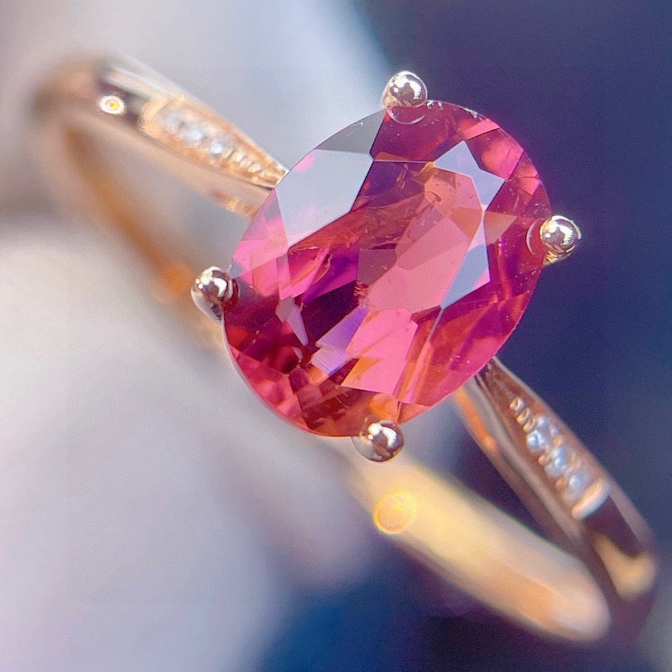 14k Gold 1.25 Ct Natural Tourmaline & Diamond Ring - 4