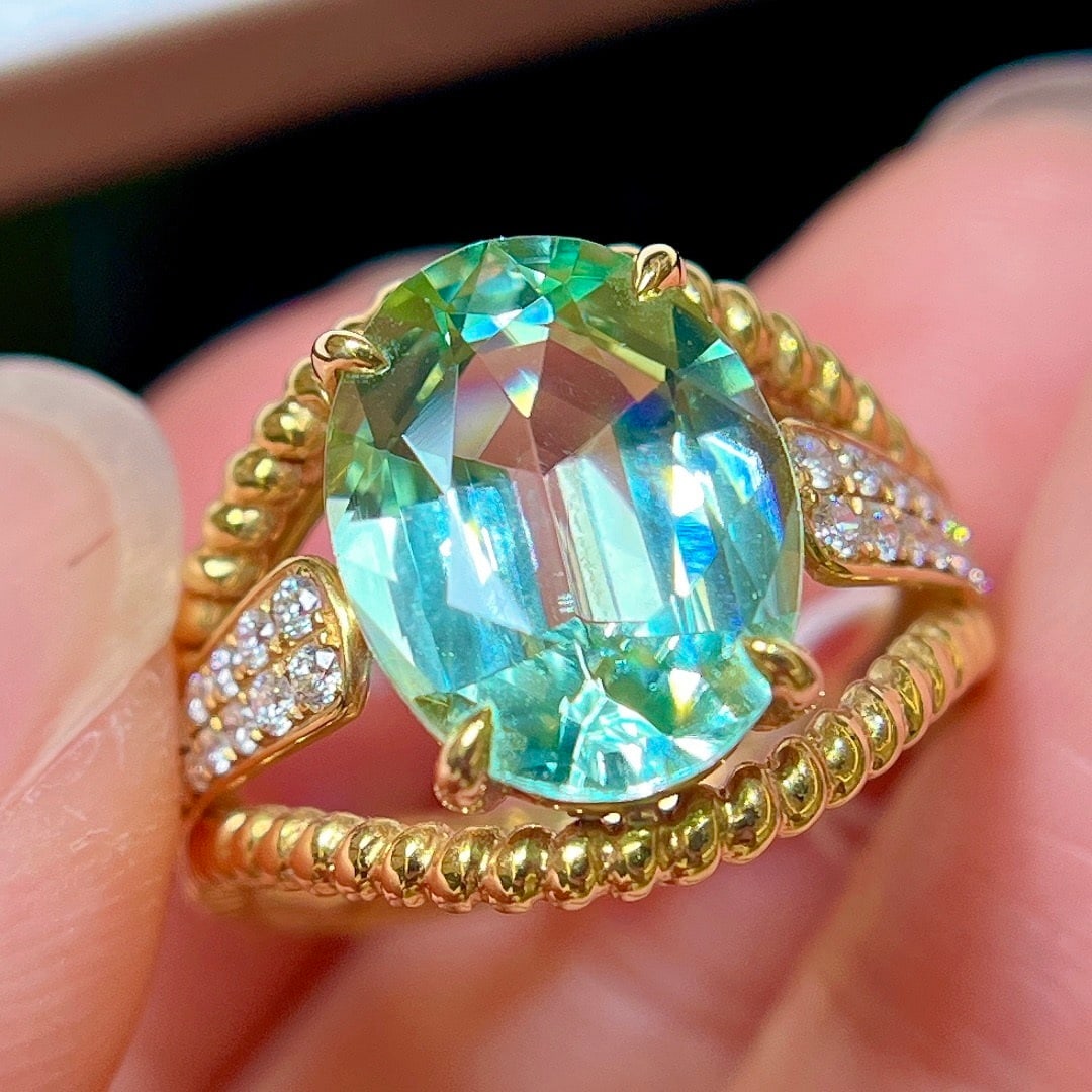 14k Gold 4.76 Ctw Natural Tourmaline & Diamond Ring - 3