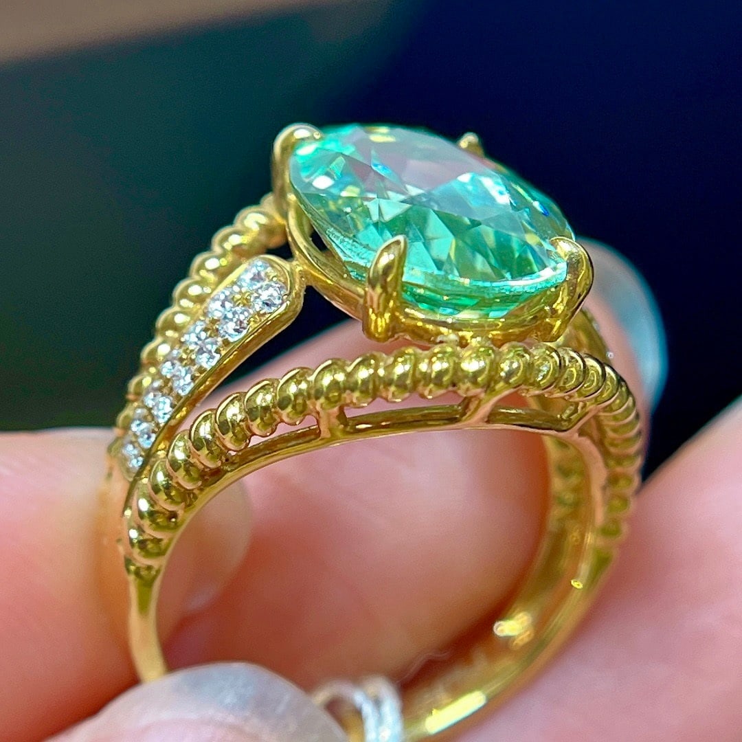 14k Gold 4.76 Ctw Natural Tourmaline & Diamond Ring - 5