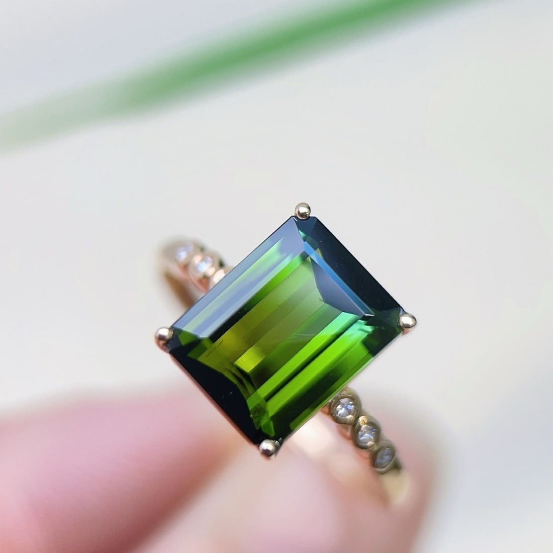 14k Gold 3.43 Ctw Natural Tourmaline & Diamond Ring - 4