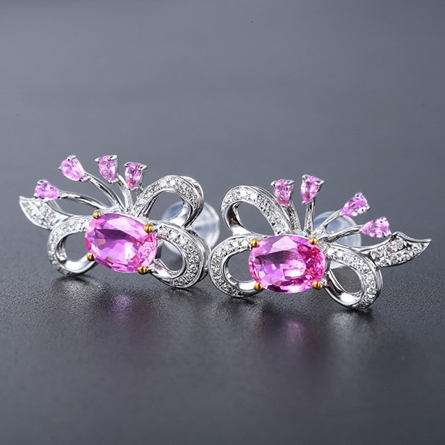 14k Gold 2.07 Ctw Natural Sapphire & Sapphire Earrings - 2