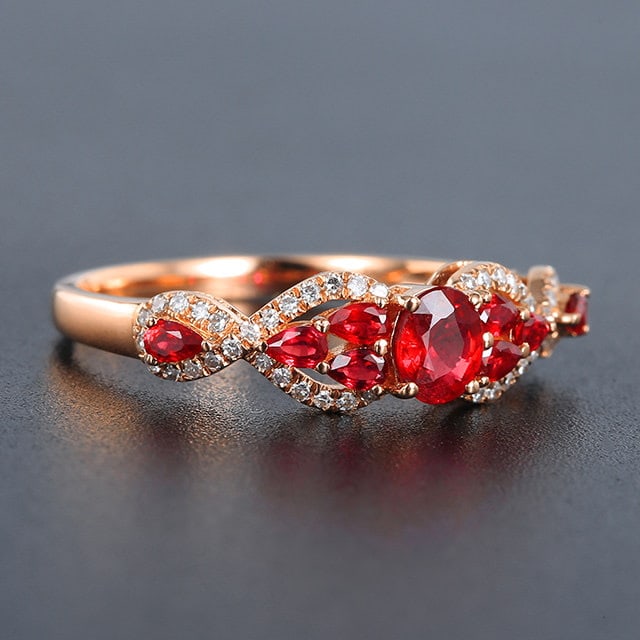 14k Gold 0.68 Ctw Natural Ruby & Ruby Ring - 3