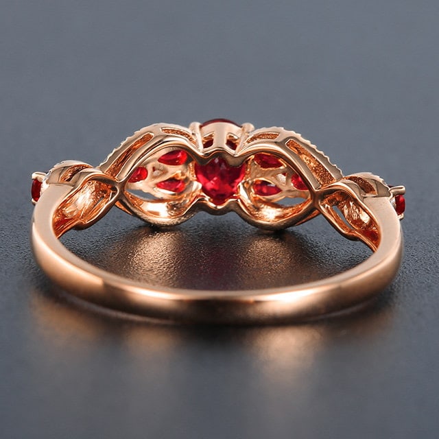 14k Gold 0.68 Ctw Natural Ruby & Ruby Ring - 4