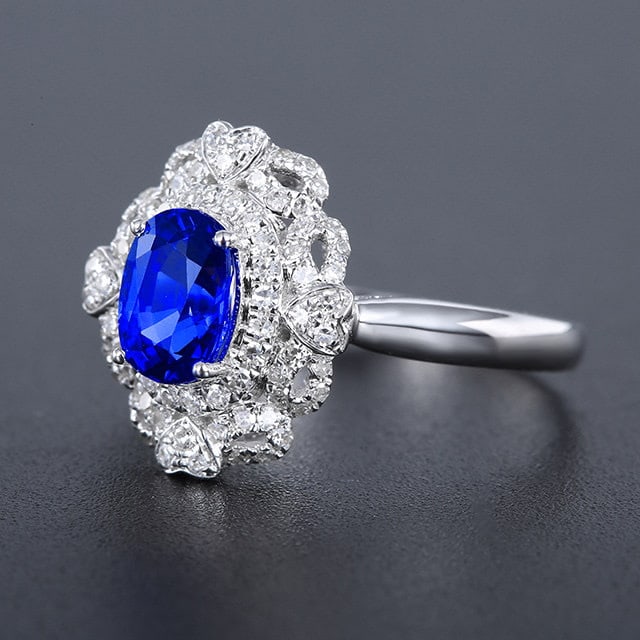 14k Gold 1.70 Ctw Natural Sapphire & Diamond Ring - 2
