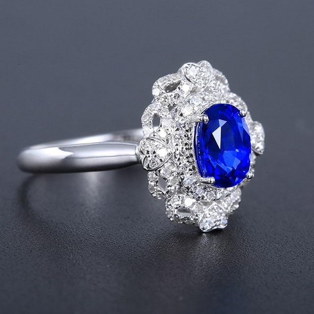 14k Gold 1.70 Ctw Natural Sapphire & Diamond Ring - 3