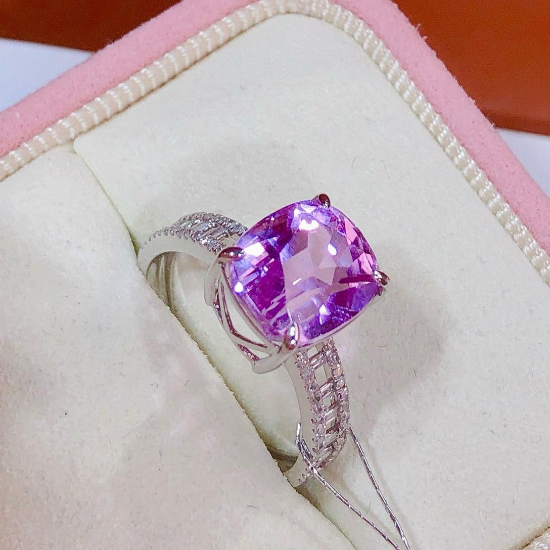 14k Gold 5.2 Ct Natural Kunzite & Diamond Ring - 3