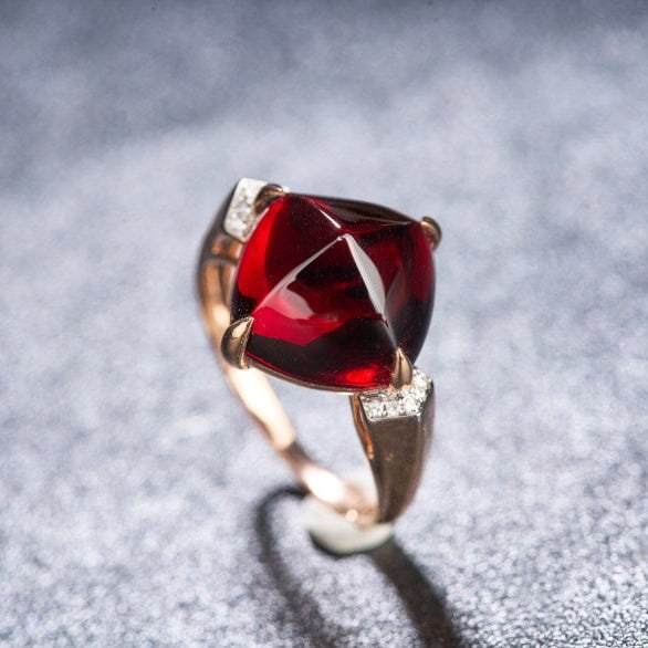 14k Gold 9.88 Ct Natural Garnet & Diamond Ring (1 of 8)