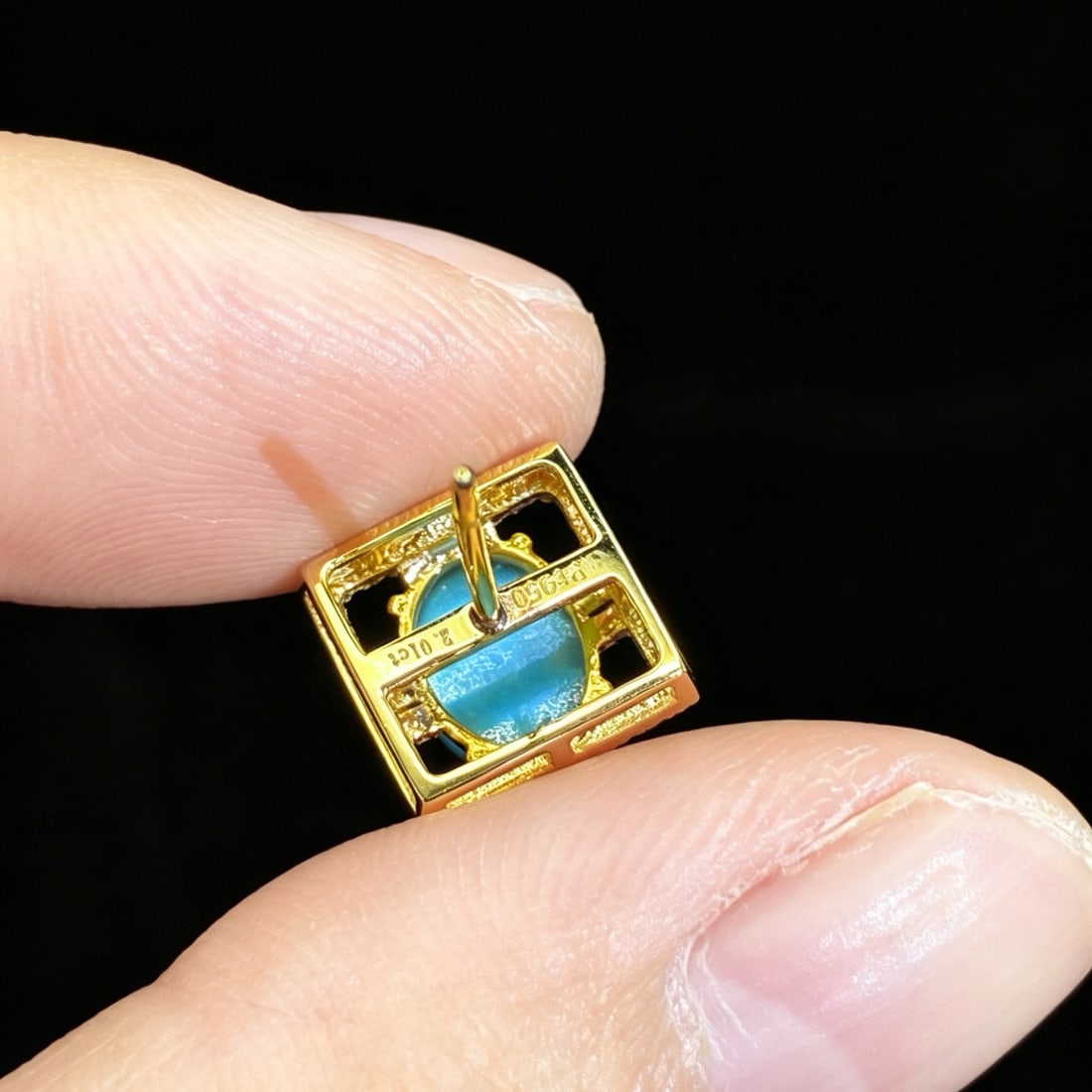 14k Gold 2.25 Ctw Natural Blue Turquoise & Diamond Earrings - 5