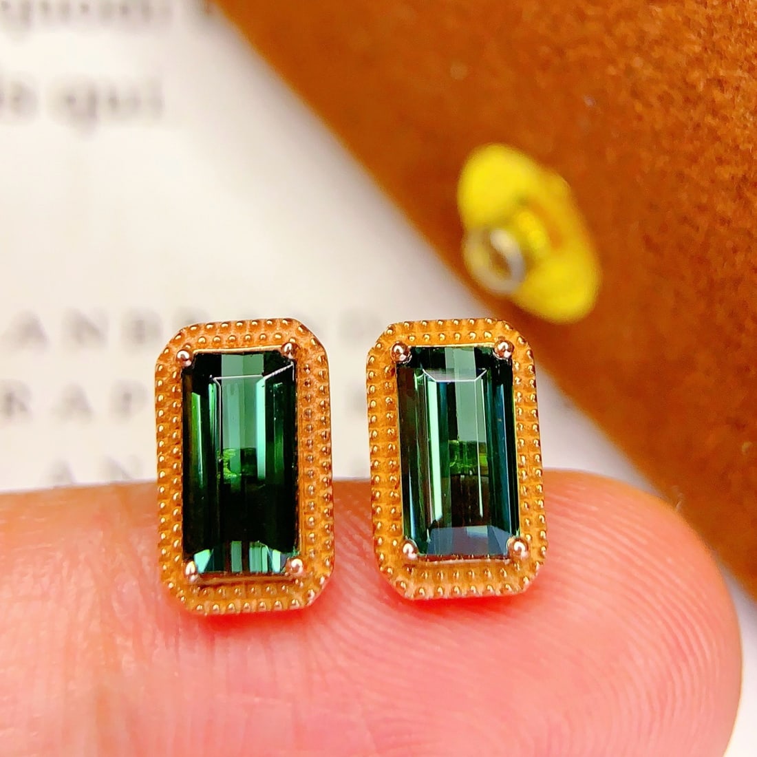 14k Gold 2 Ct Natural Tourmaline Earrings - 4