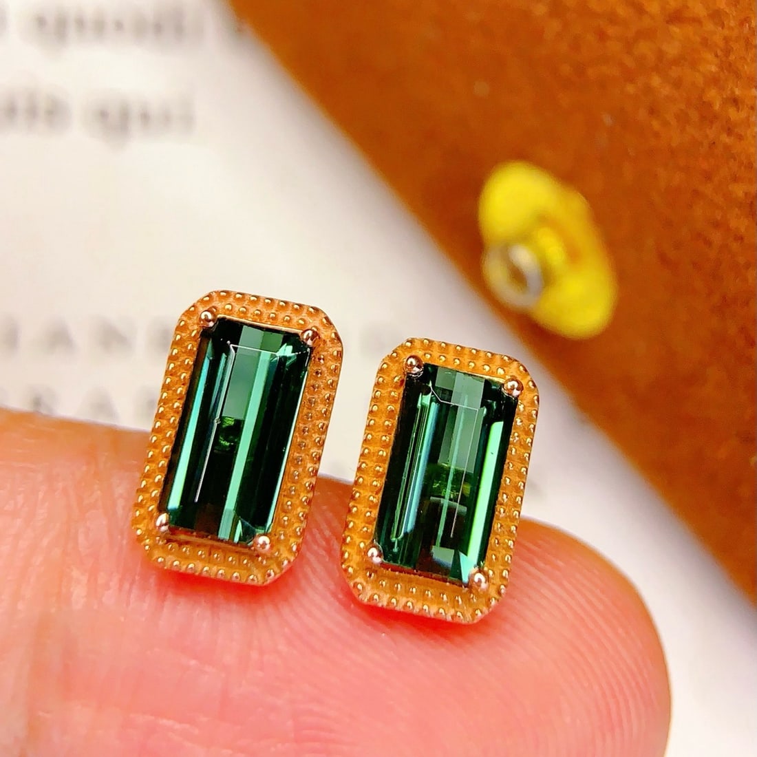 14k Gold 2 Ct Natural Tourmaline Earrings - 5