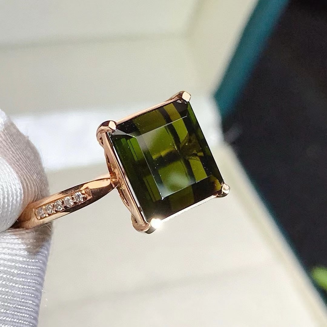 14k Gold 5.2 Ct Natural Tourmaline & Diamond Ring - 3