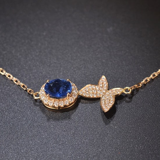 14k Gold 1.29 Ctw Natural Sapphire & Diamond Bracelet - 4