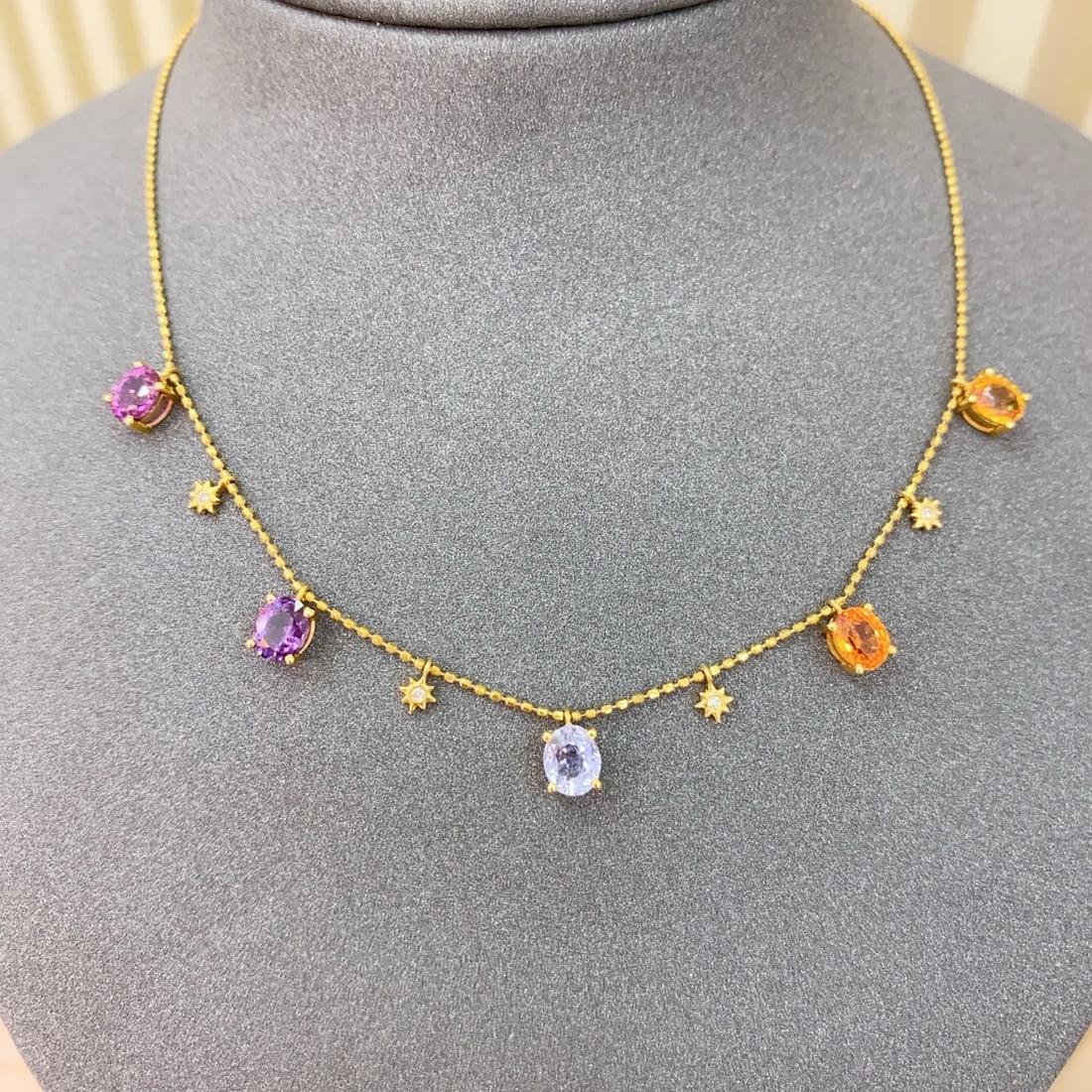 14k Gold 3.65 Ct Natural Sapphire & Diamond Necklace (1 of 4)