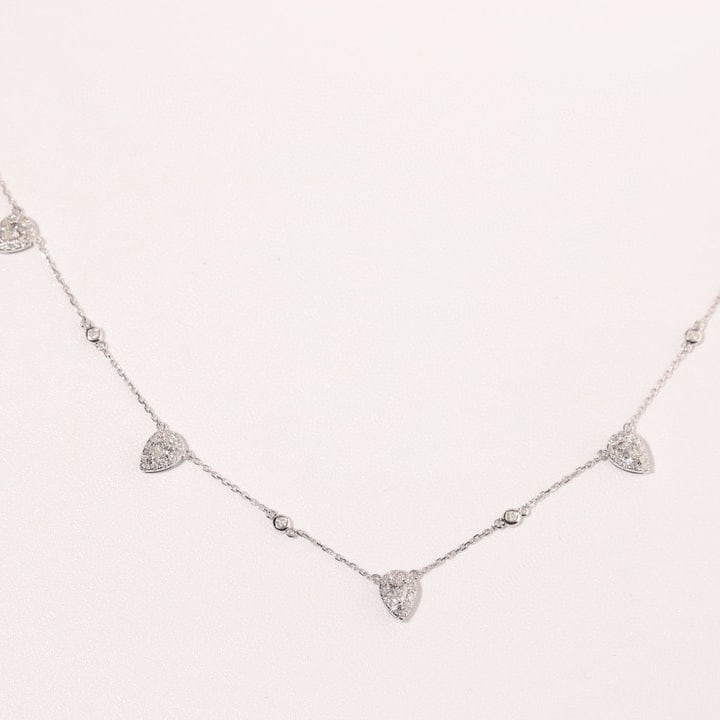 14k Gold 0.90 Ct Natural H Diamond Necklace - 3