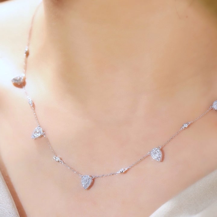 14k Gold 0.90 Ct Natural H Diamond Necklace - 4