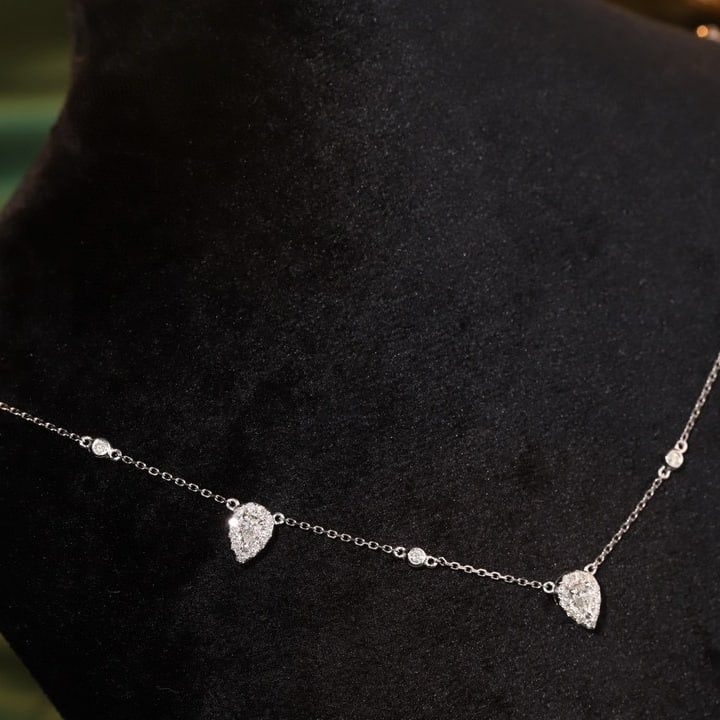 14k Gold 0.90 Ct Natural H Diamond Necklace - 6