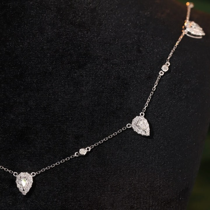 14k Gold 0.90 Ct Natural H Diamond Necklace - 7