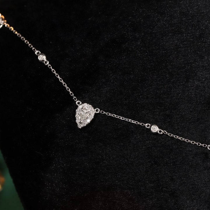 14k Gold 0.90 Ct Natural H Diamond Necklace - 8