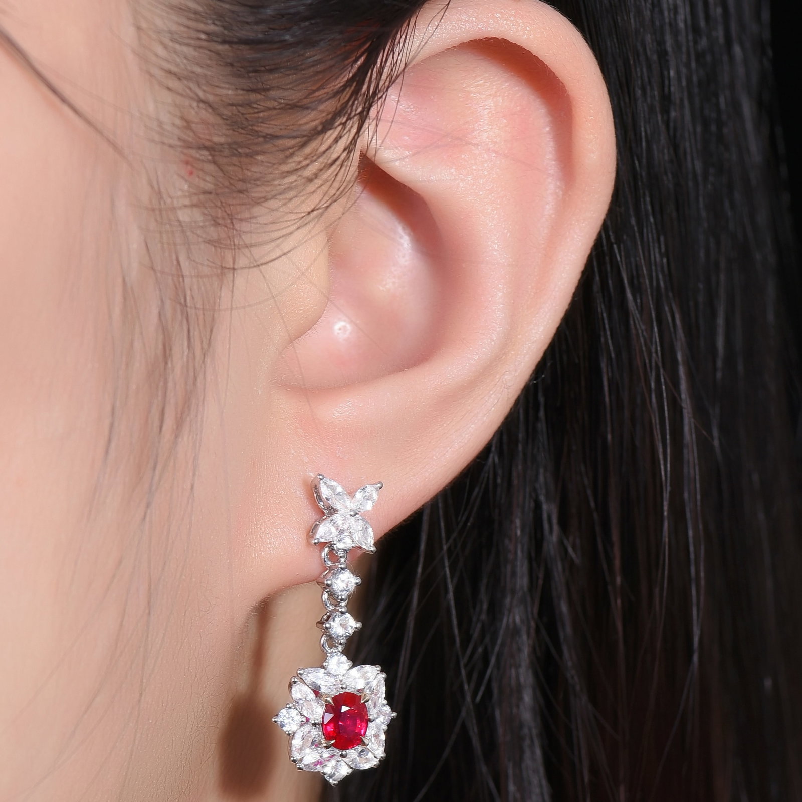 14k Gold 3.98 Ctw Natural Ruby & Sapphire Earrings - 5