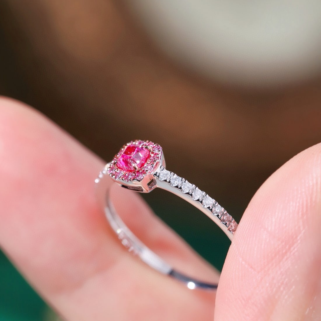 14k Gold 0.40 Ctw Natural Pink Diamond & Diamond Ring - 6