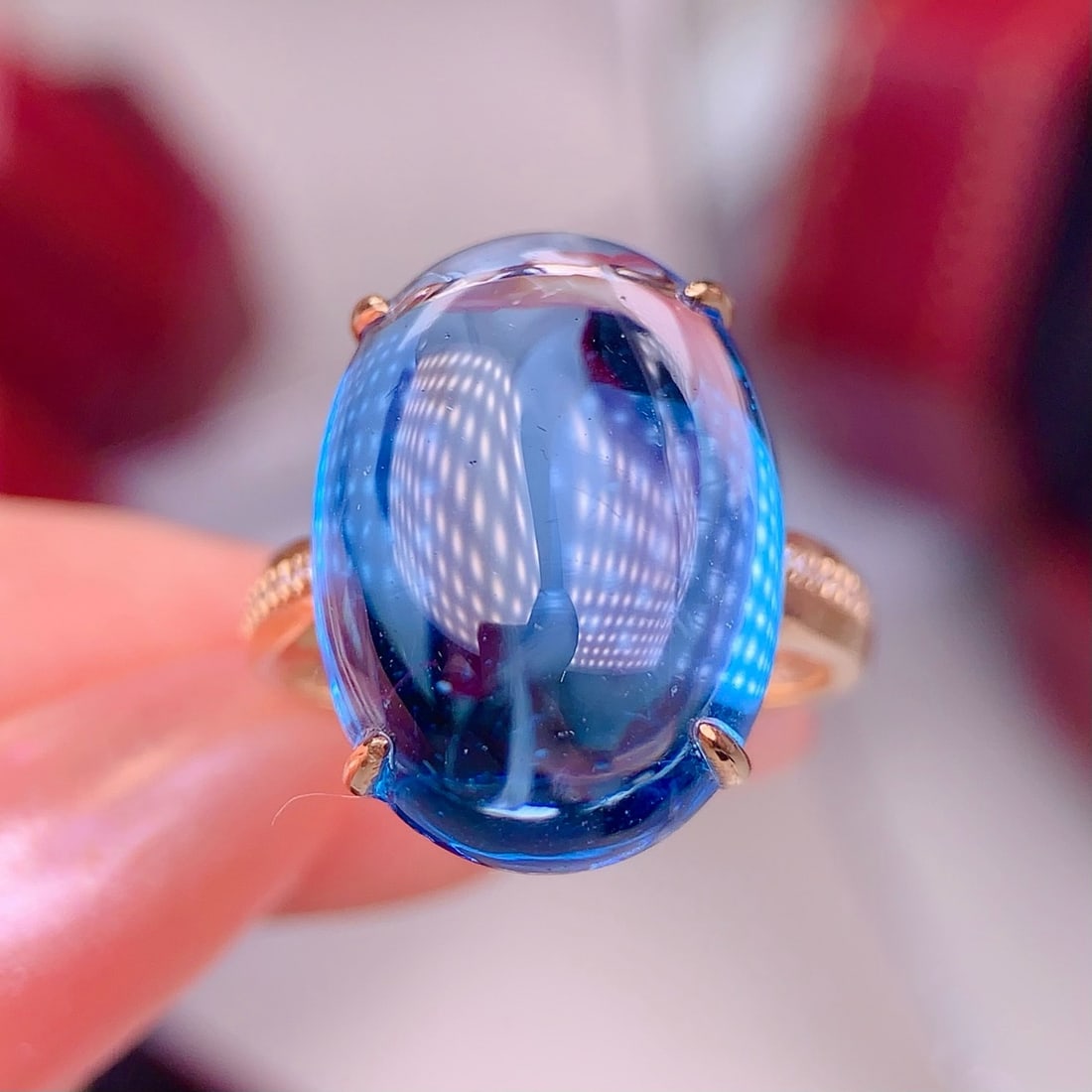 14k Gold 19.95 Ct Natural Topaz & Diamond Ring - 6