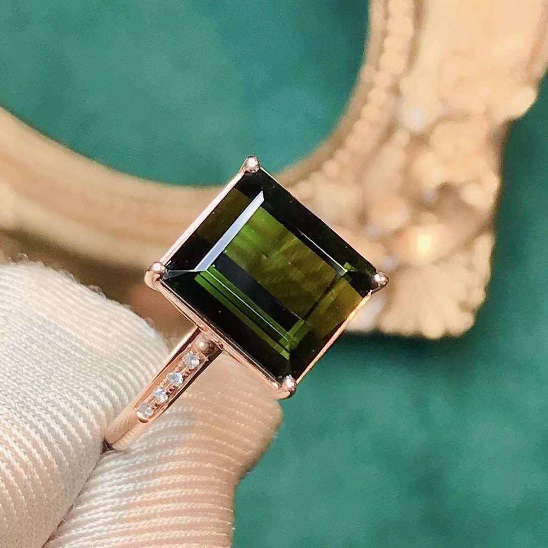 14k Gold 4.79 Ctw Natural Tourmaline & Diamond Ring - 4