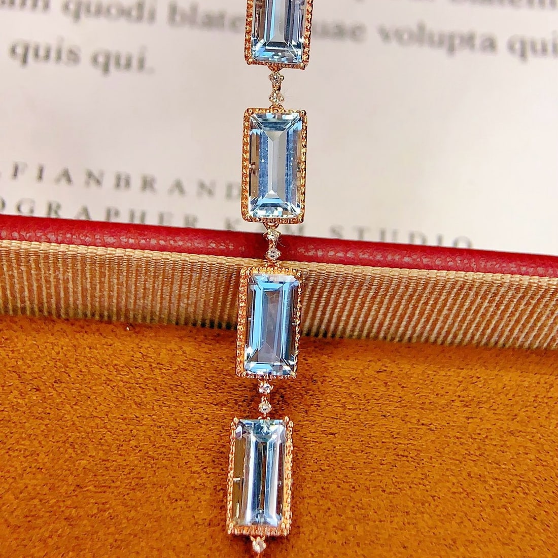 14k Gold 4.85 Ct Natural Aquamarine & Diamond Bracelet - 3