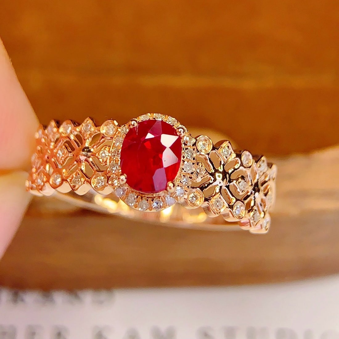 14k Gold 0.65 Ct Natural Ruby & Diamond Ring - 6