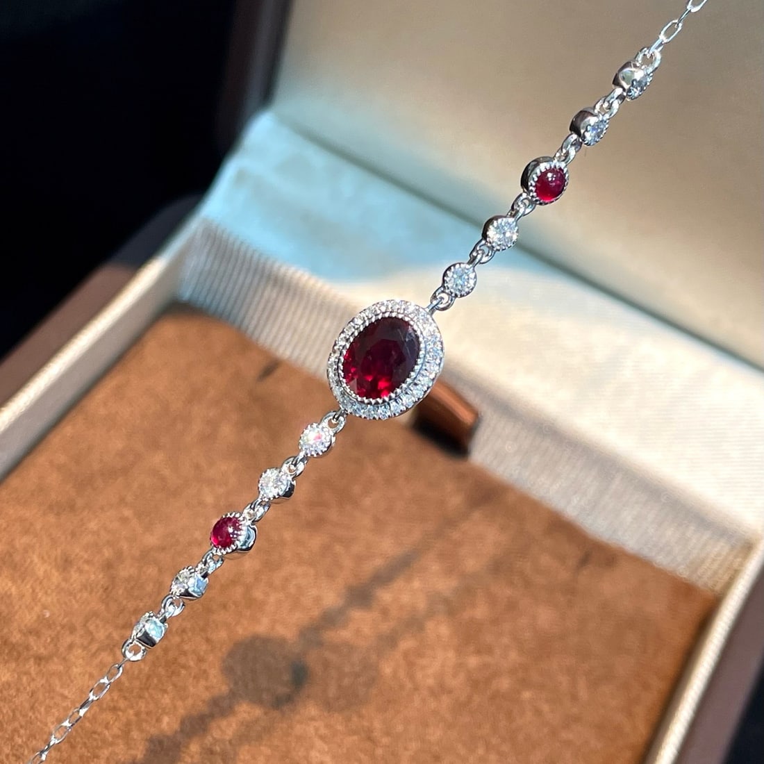 14k Gold 1.11 Ctw Natural Ruby & Diamond Bracelet - 4