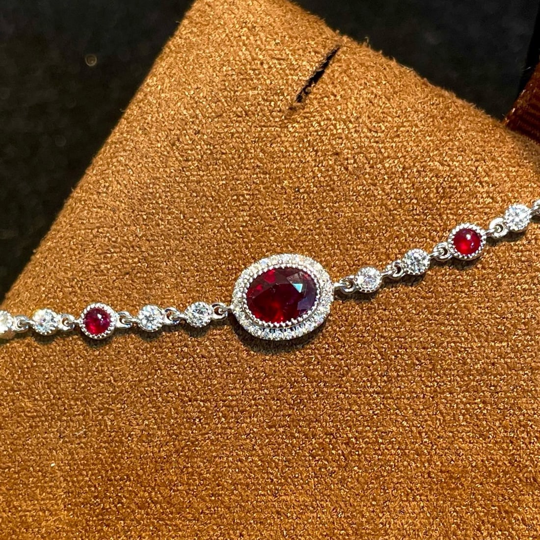 14k Gold 1.11 Ctw Natural Ruby & Diamond Bracelet - 5