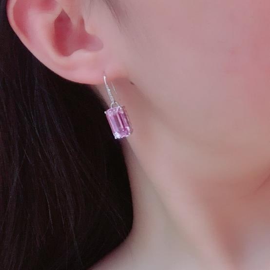 14k Gold 16.23 Ctw Natural Kunzite & Diamond Earrings - 5