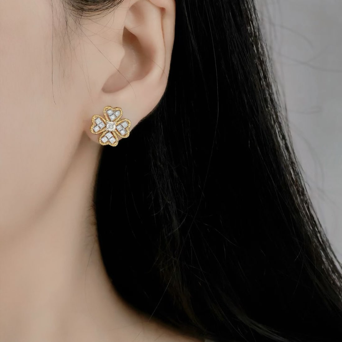 14k Gold 0.58 Ct Natural H Diamond Earrings - 5