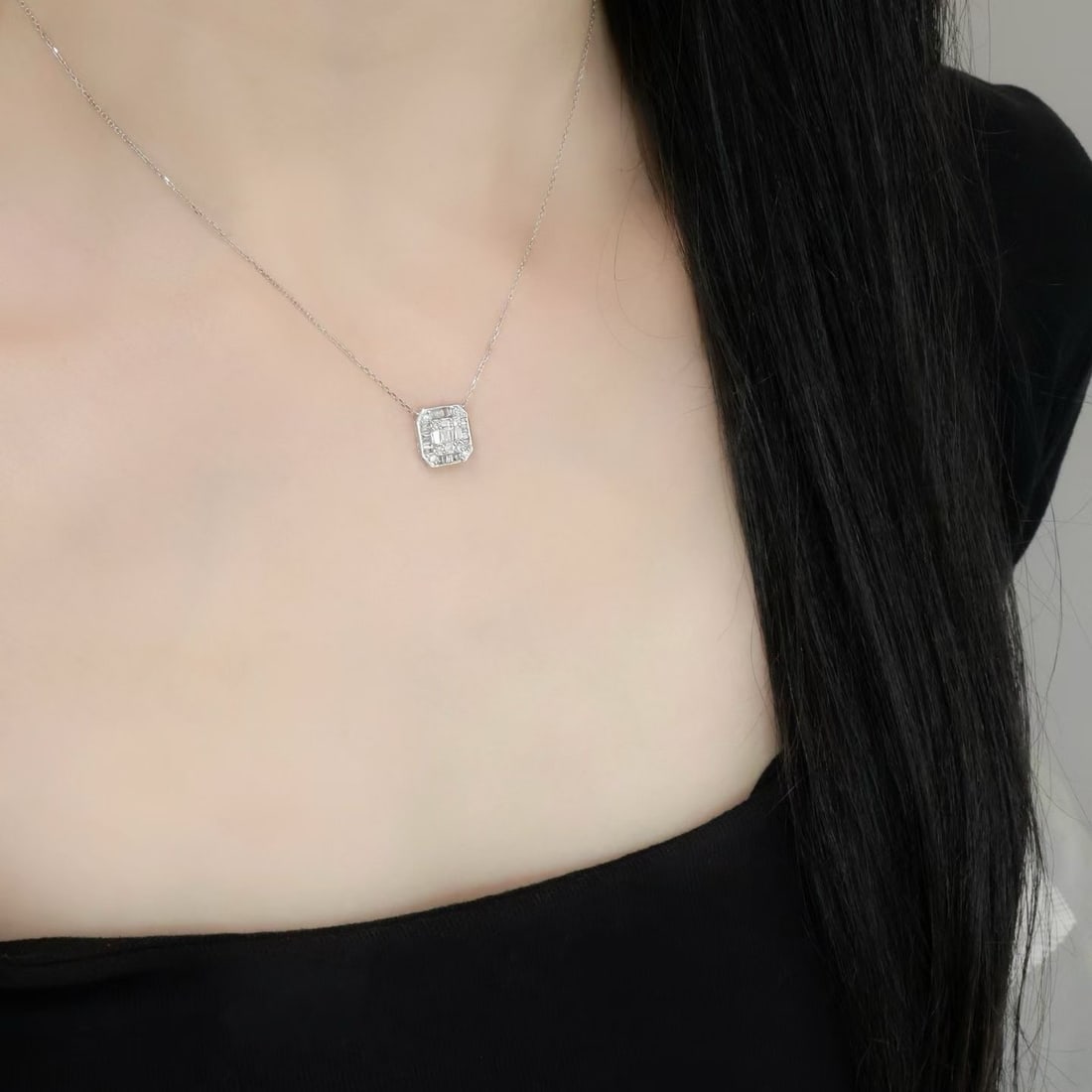 14k Gold 0.46 Ct Natural H Diamond Necklace - 4