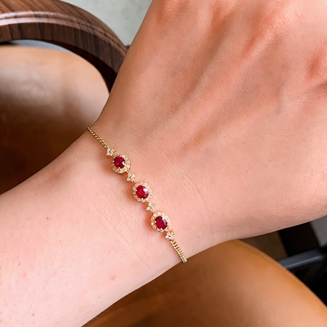 14k Gold 1.33 Ctw Vivid Red Natural Ruby & Diamond Bracelet - 3