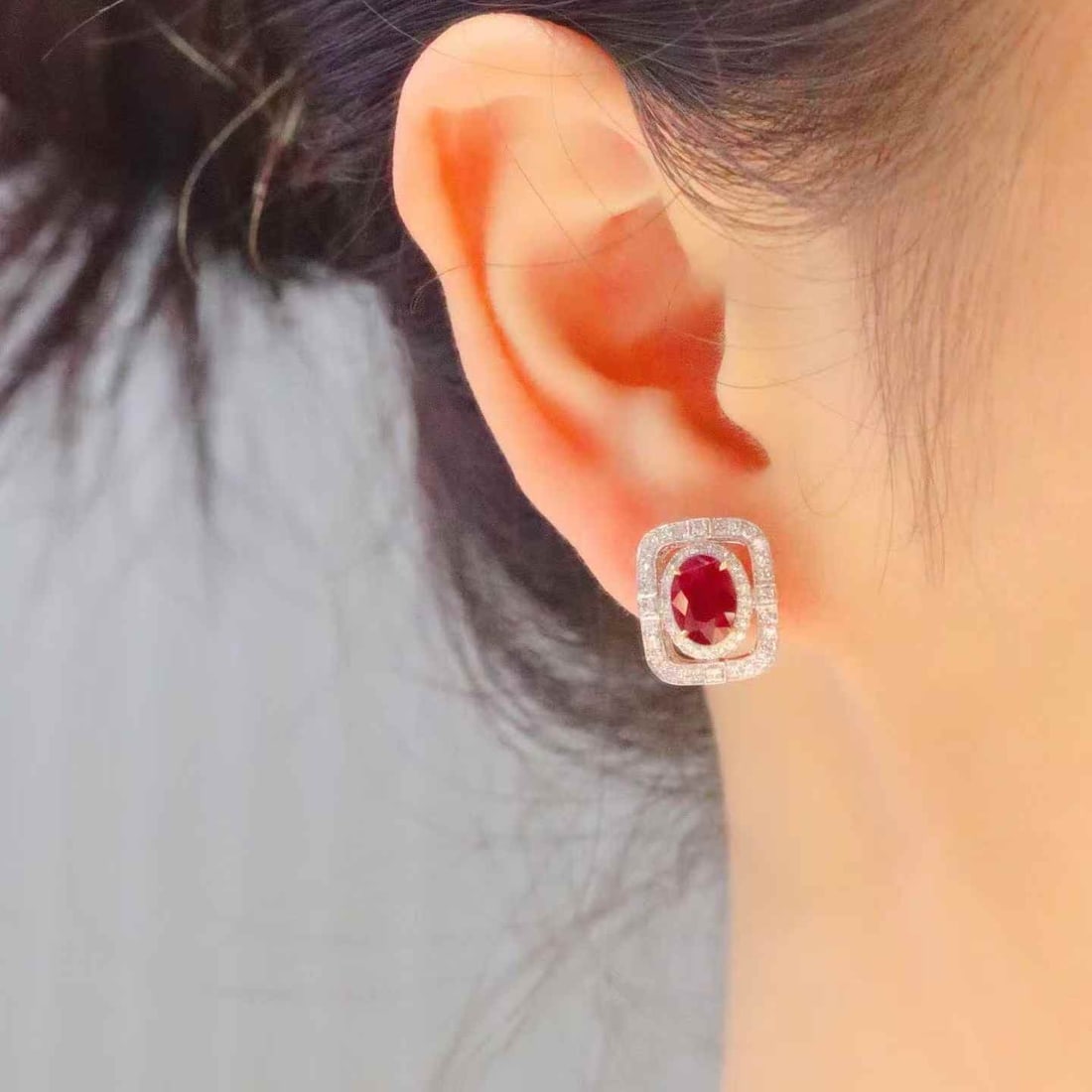 14k Gold 2.61 Ctw Natural Ruby & Diamond Earrings - 4