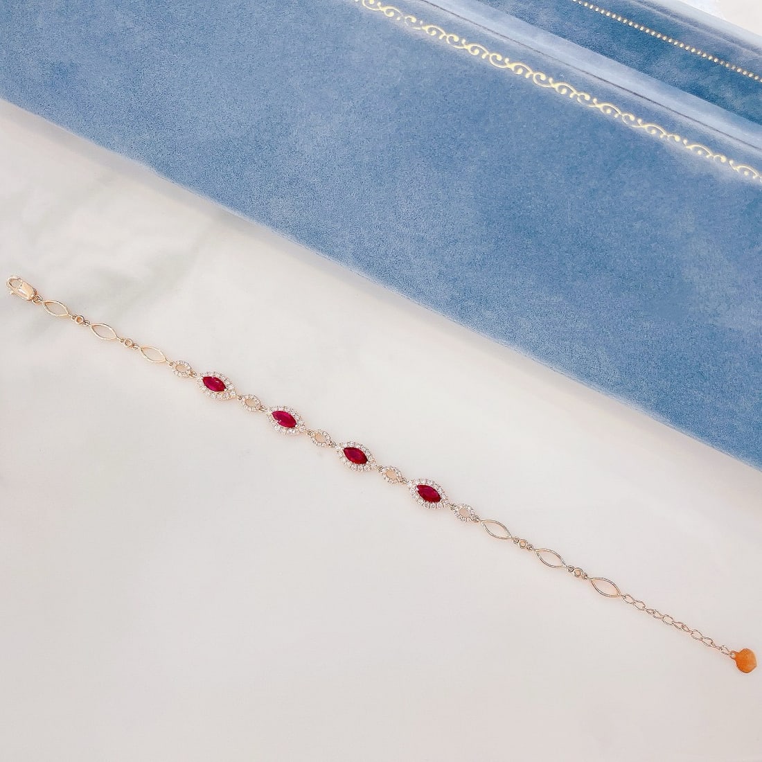 14k Gold 1.59 Ctw Vivid Red Natural Ruby & Diamond Bracelet - 2