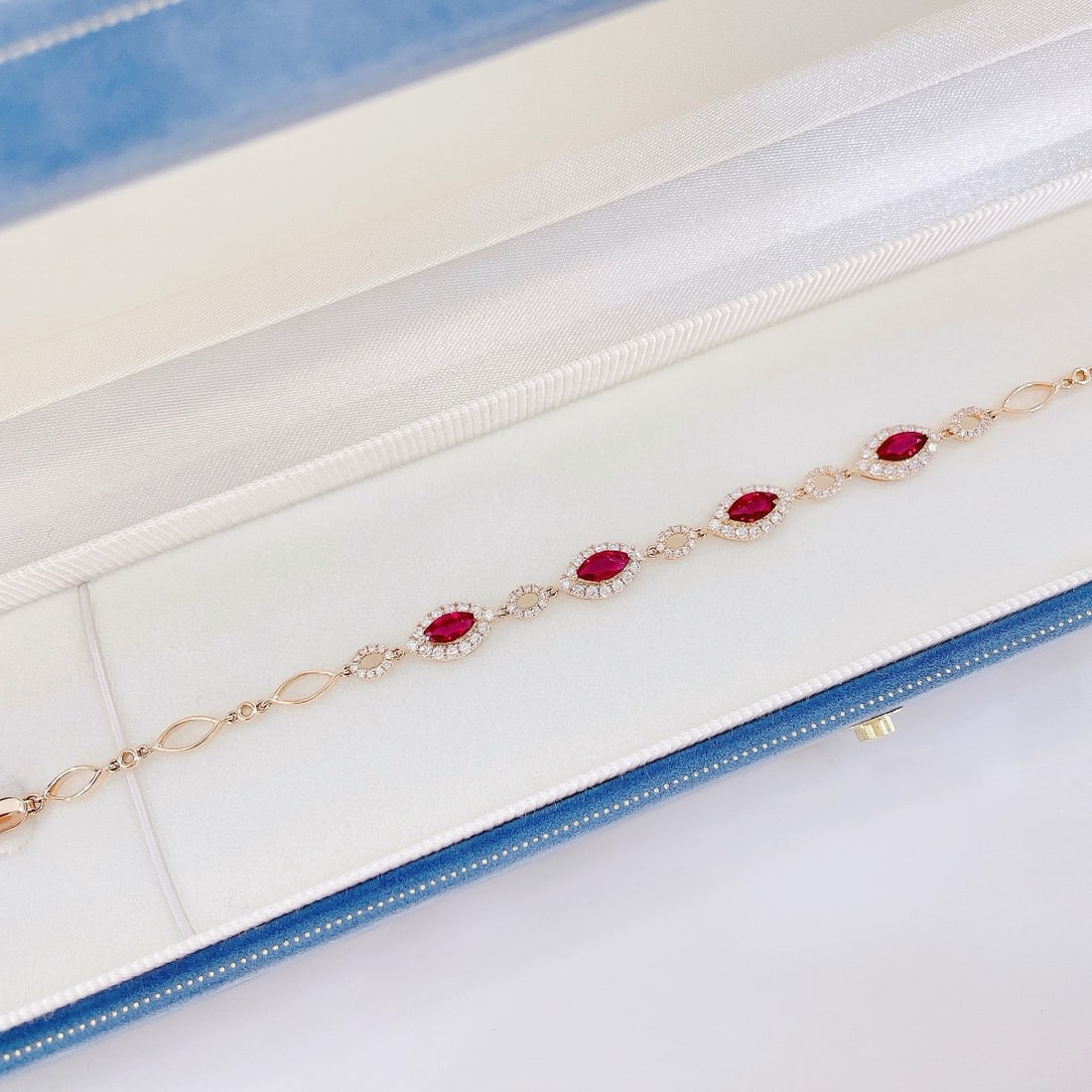 14k Gold 1.59 Ctw Vivid Red Natural Ruby & Diamond Bracelet - 4