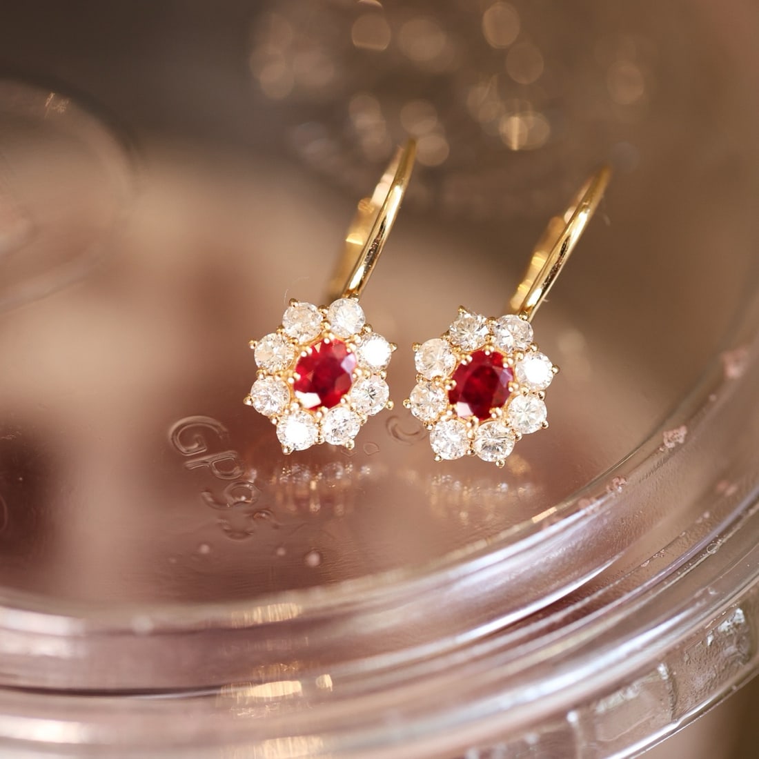 14k Gold 1.32 Ctw Vivid Red Natural Ruby & Diamond Earrings - 5