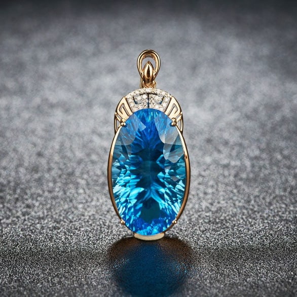 14k Gold 25.46 Ct Natural Topaz & Diamond Pendant( Without Chain ) (1 of 7)
